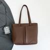 Versatile Solid Color PU Leather Tote Bag for Women Large Capacity Underarm Bag Casual Zipper Work Handbag