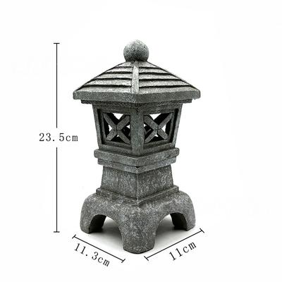 Polyresin For Garden Statue Pagoda Lantern Outdoor Decor Solar LED Lighting