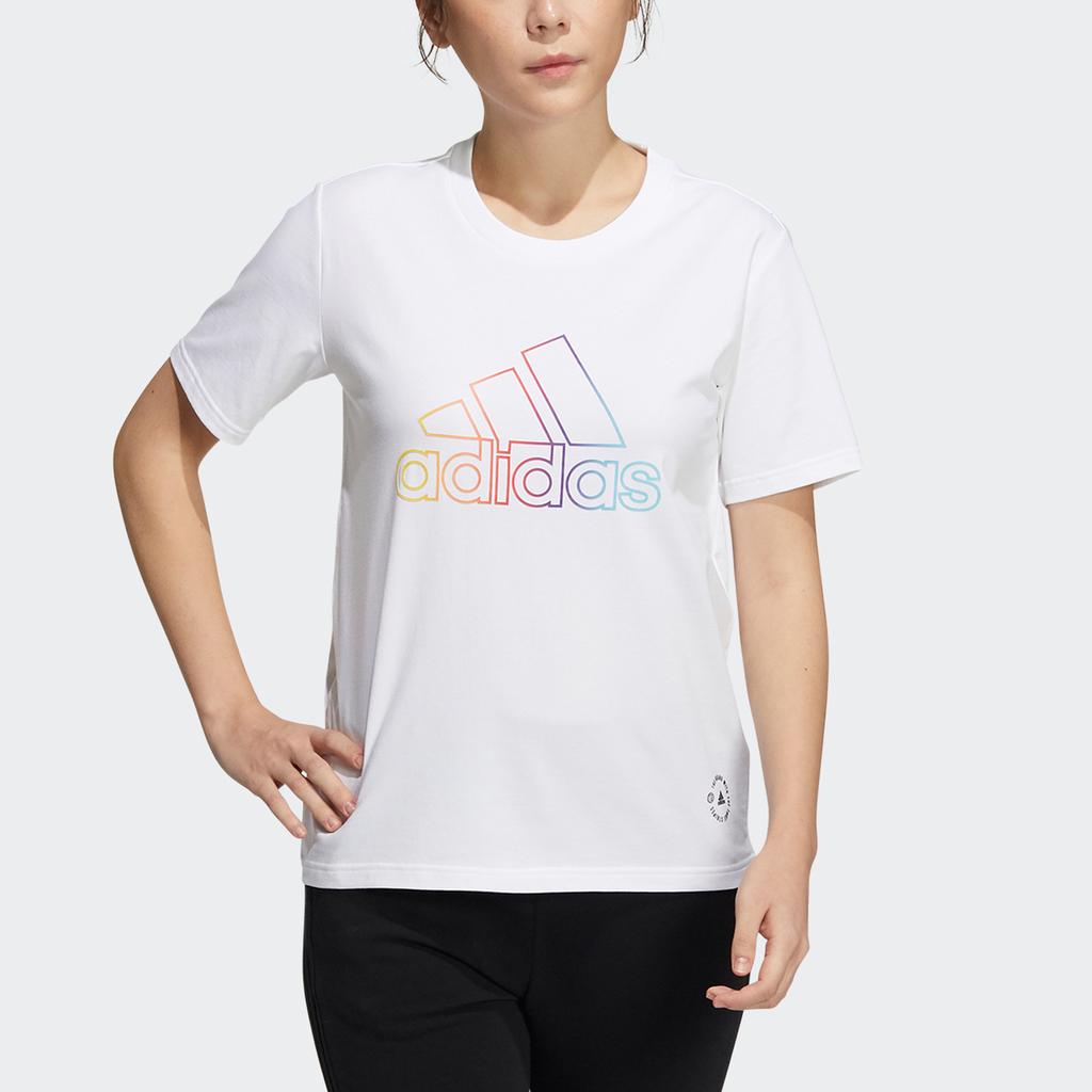adidas W Bos Tee Buchstaben Sport Stil Bedrucktes Logo Rundhals Kurzarm T-Shirt Damen T-Shirts Weiß HA3633