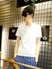 Men's Korean Style Slim Fit Short Sleeve T-shirt in Pure White for Couples