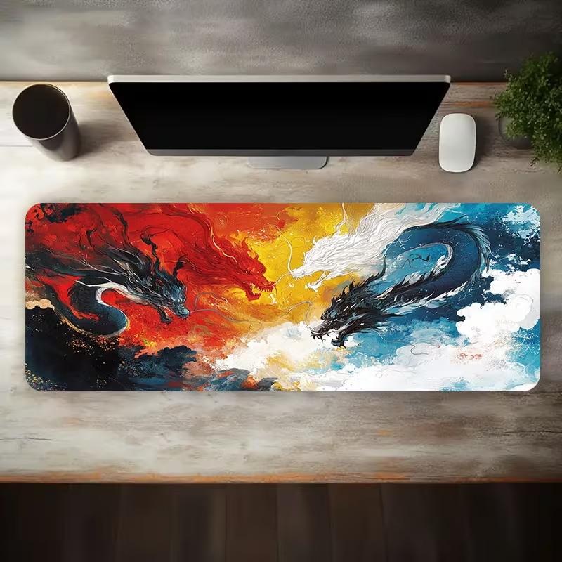 Fantasy Black Dragon Large Desk Mat Antislip Rubber Mousepad For Esport Gaming Room Pc Keyboard Workstation Desktop Decor