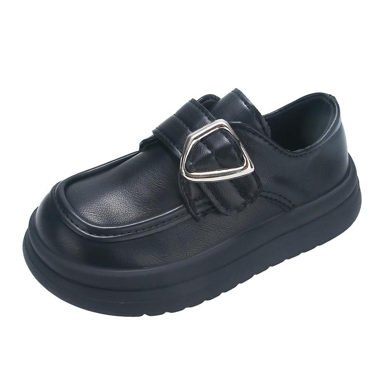 

2024 Детские кожаные туфли для девочек, осень, новая мода, корейский стиль, мягкая подошва, нескользящая, универсальная обувь принцессы Мэри Джейн 32 чёрный