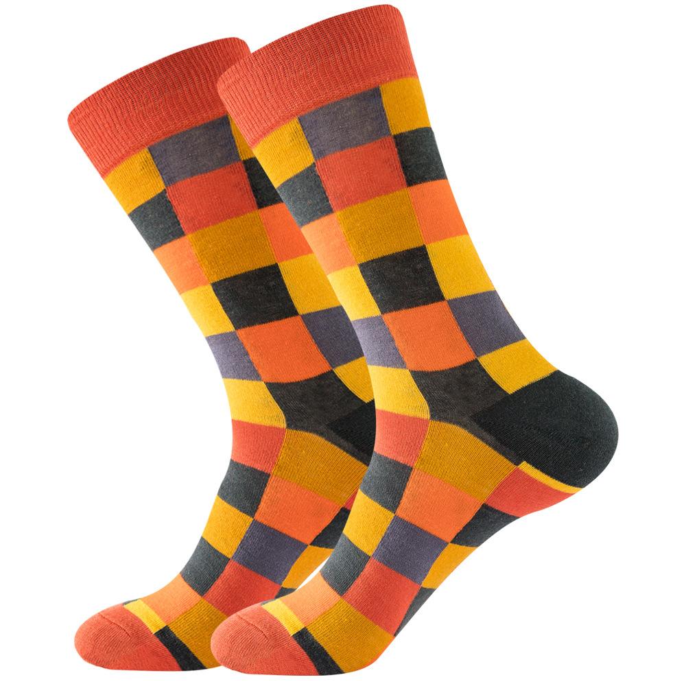 Socks Men's Latest Design Middle Tube Socks Autumn Socks Quality Business Geometric Lattice Colorful Mens Cotton Socks