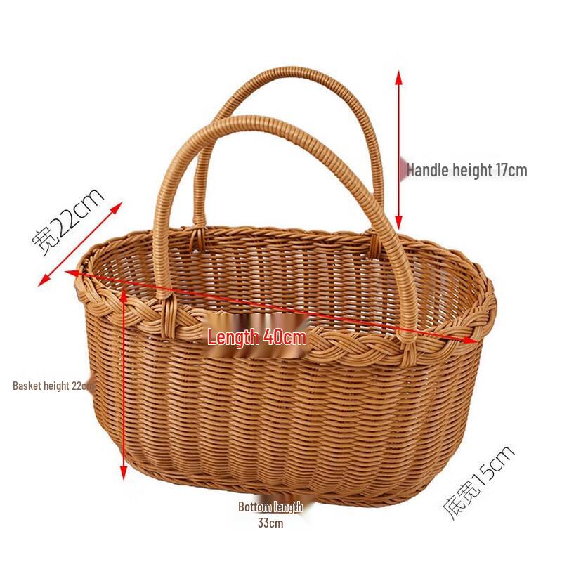 Liny Pan Hand-Woven Picnic Storage Basket 40x22x22cm