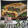 Grilled Wrap with Beef and Veggies Pattern Wall Hanging Tapestry Decorative Tapestry Home Decor for Bedroom and Living Room