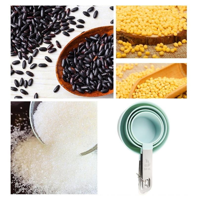 Miarki/Łyżki ze Stali Nierdzewnej z Przezroczystą Skalą Oszczędzające Miejsce Gadżety Kuchenne Niezbędne do Domowego Pieczenia