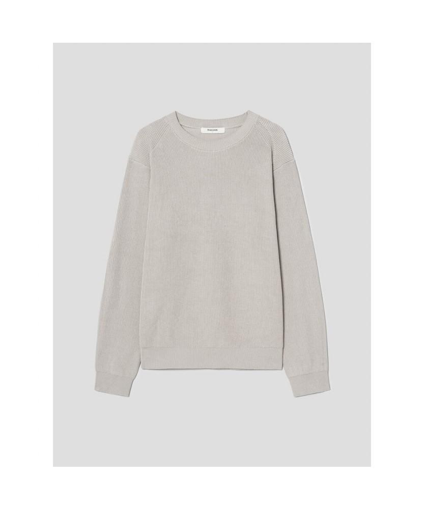 8seconds High-Density Fine Cotton Round Knit Beige