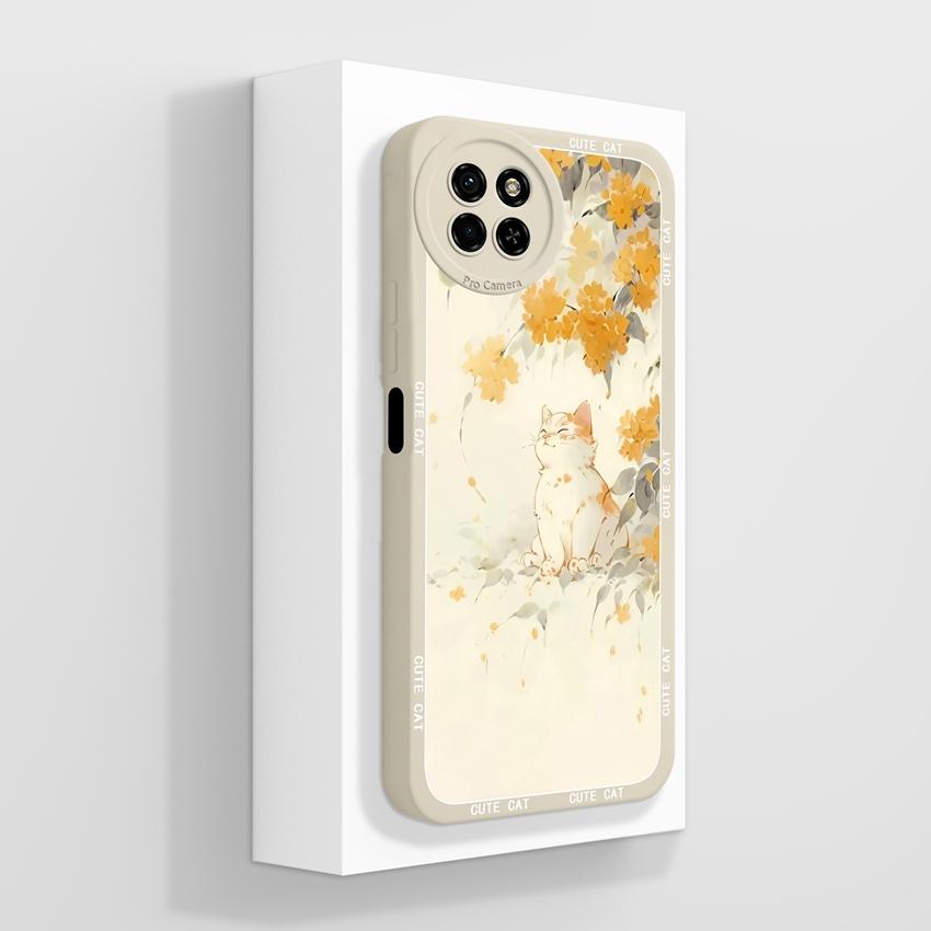 For Itel S23 S24 S25 P55 P65 A70 A80 Lovely Cat Phone Cover Camera Protection Soft Liquid Silicone High Quality Anti Fingerprint Case For Itel Housing