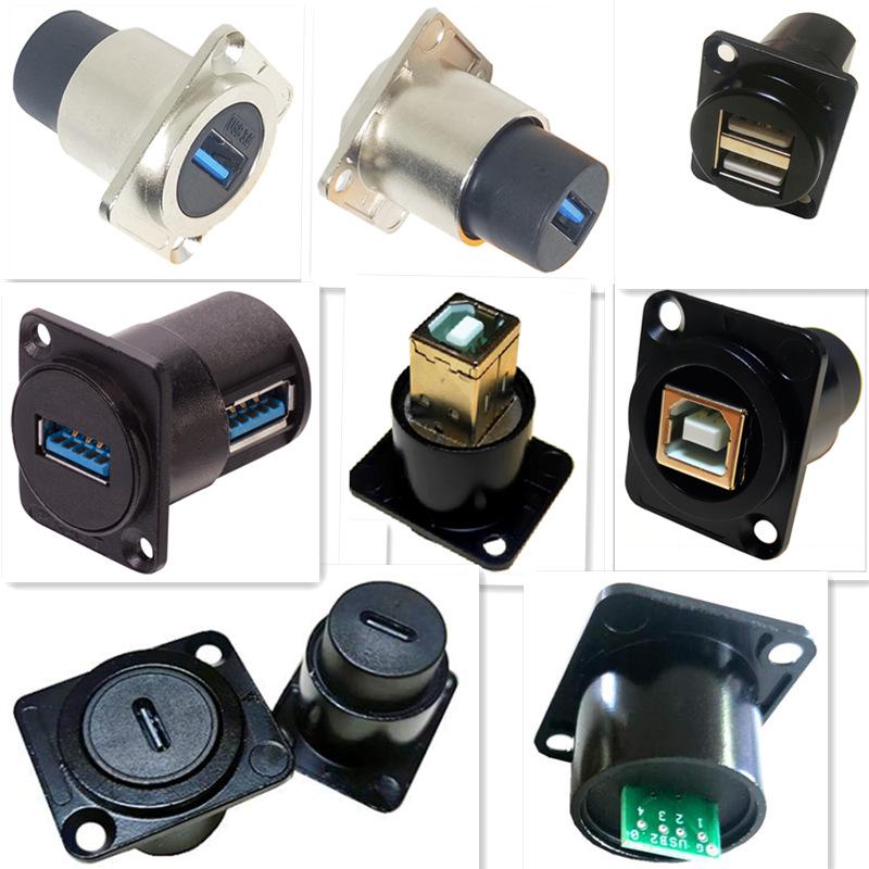USB Type D Panel Mount Waterproof Female Socket (USB 2.0/3.0) for Digital Data Transfer