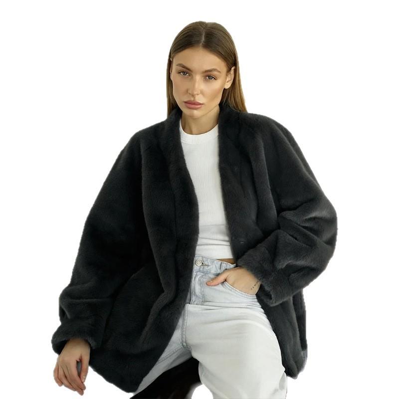Russian imitation fur mink coat medium and long V-neck environmentally friendly fur top artificial fur clothing women
