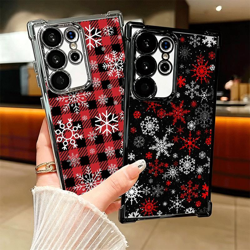 Snow Snowflake Winter Cold Plating Phone Case For Samsung Galaxy S24 S25 FE S26 Edge S23 Ultra S22 S21 Plus S20 Anti-Fall Airaba