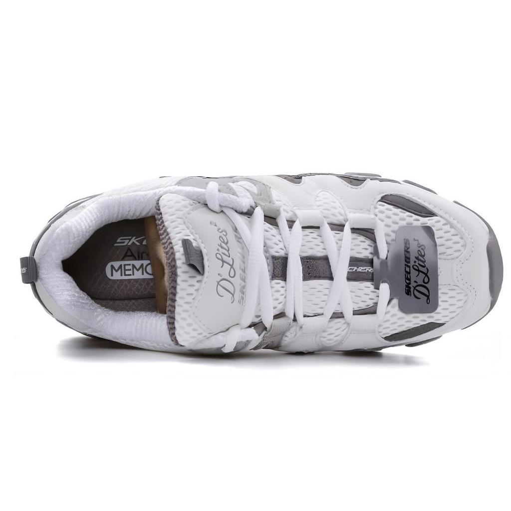Skechers DLites 2.0 Monster Sweetheart Mesh Round Toe Lace-Up Low-Top Dad Shoes Women Sneaker Gray White 99999693-WGY