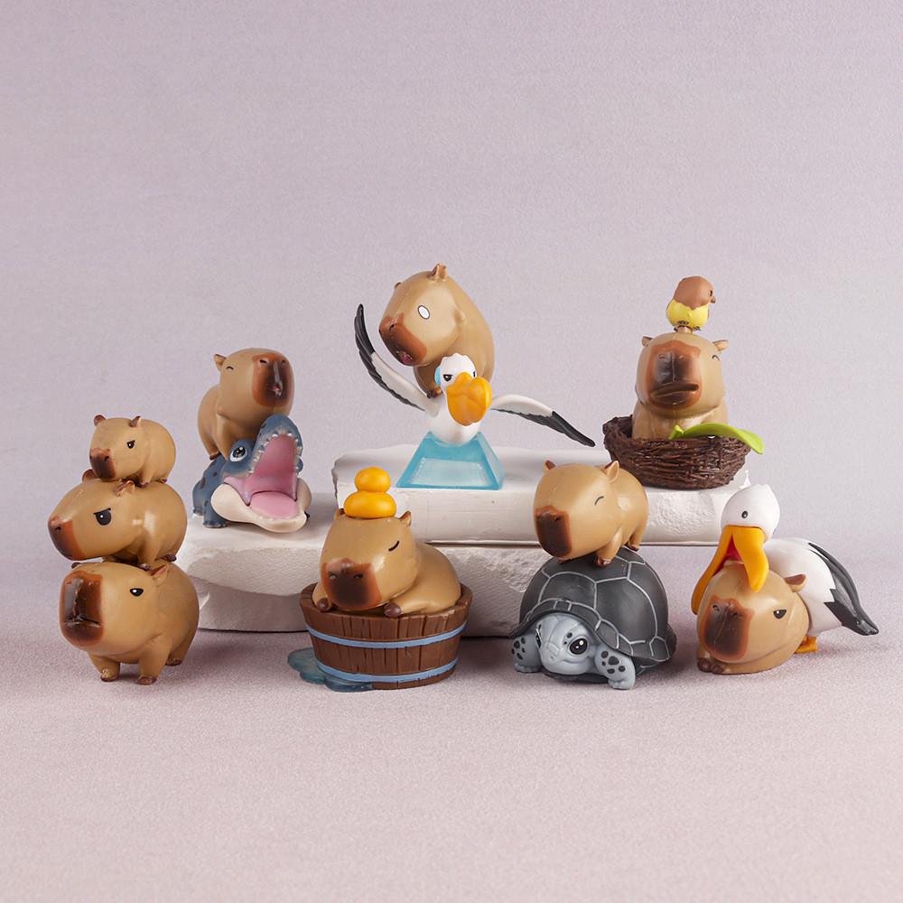 Capybara Collectible Figurine Set With Pvc Material For Desk Decor And Gift