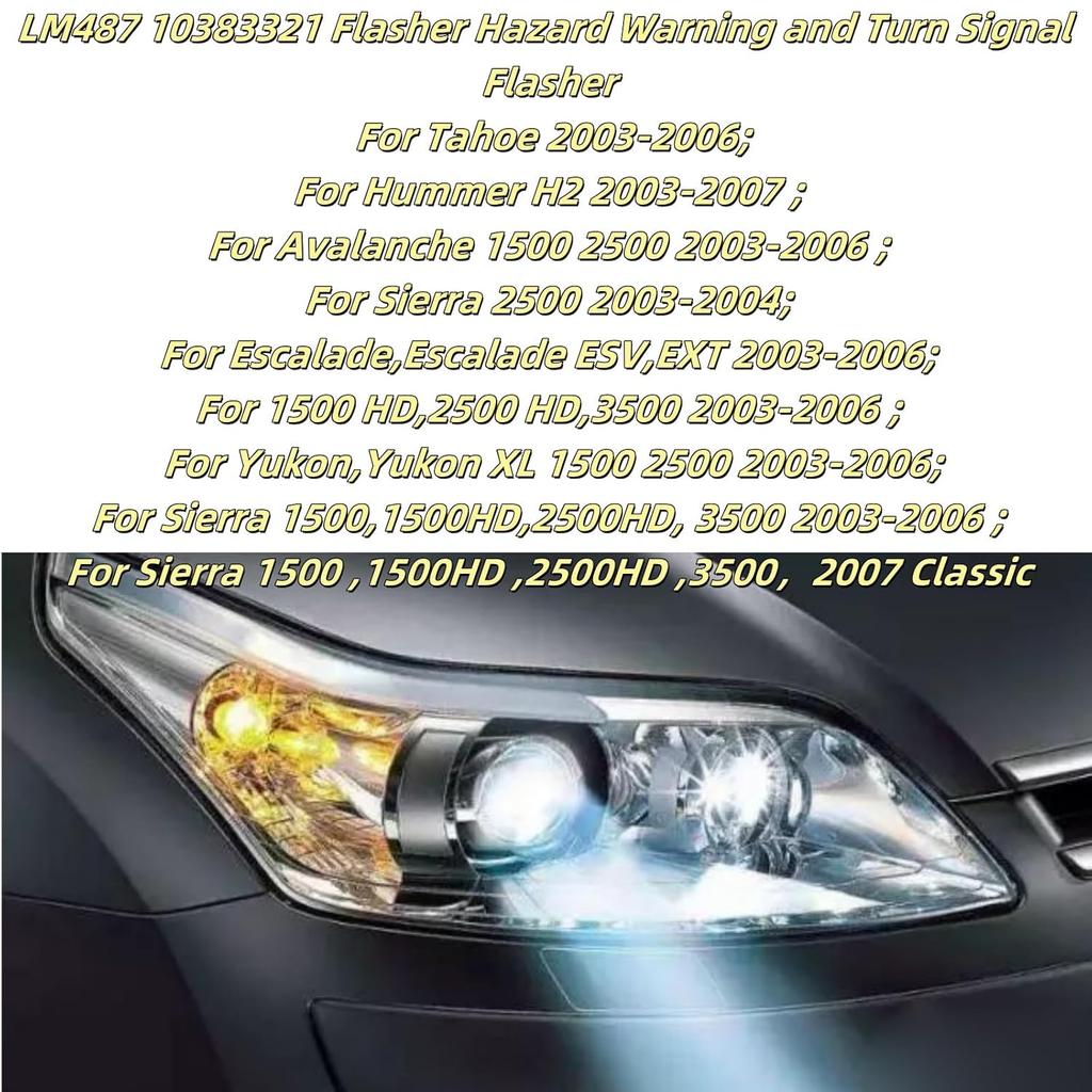 LM487 LED Flasher Turn Signal Relay for Chevy Silverado GMC Cadillac Hummer 03-07, 10383321 15231201 LED Blinker Module Hazard Warning LED Flasher GM