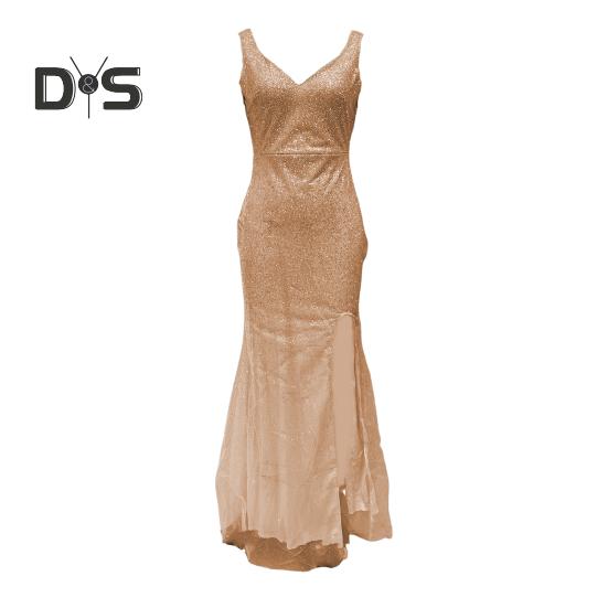 Dámské večerní šaty Hluboký lem s výstřihem do V Flitr Úzký rybí lem Zadní díl Zapínání na zip Bez rukávů Plesové Koktejlové Společenské šaty Plesové šaty v délce po zem