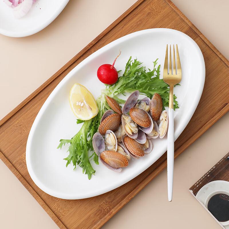 Jingjia Pure White 12-Inch Ceramic Fish Plate