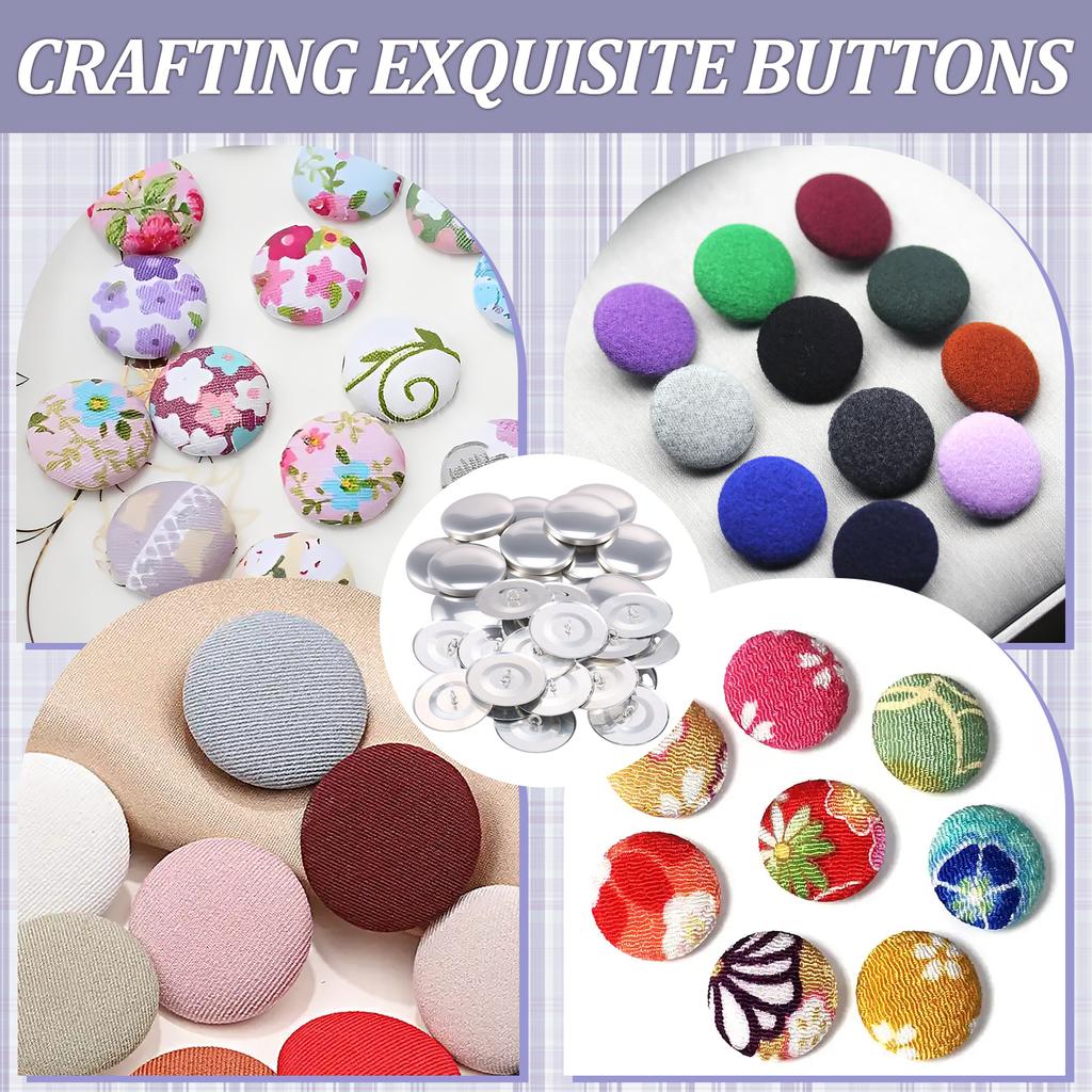 100/120 Pcs Cover Button Kit  5 in 1 Button Tool Aluminum Alloy Button Craft Kit with Tool 6 Size DIY Fabric Cloth Cover Buttons
