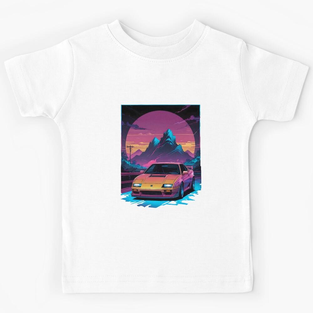 Synthwave Fast Car on Highway Kids T-Shirt 110