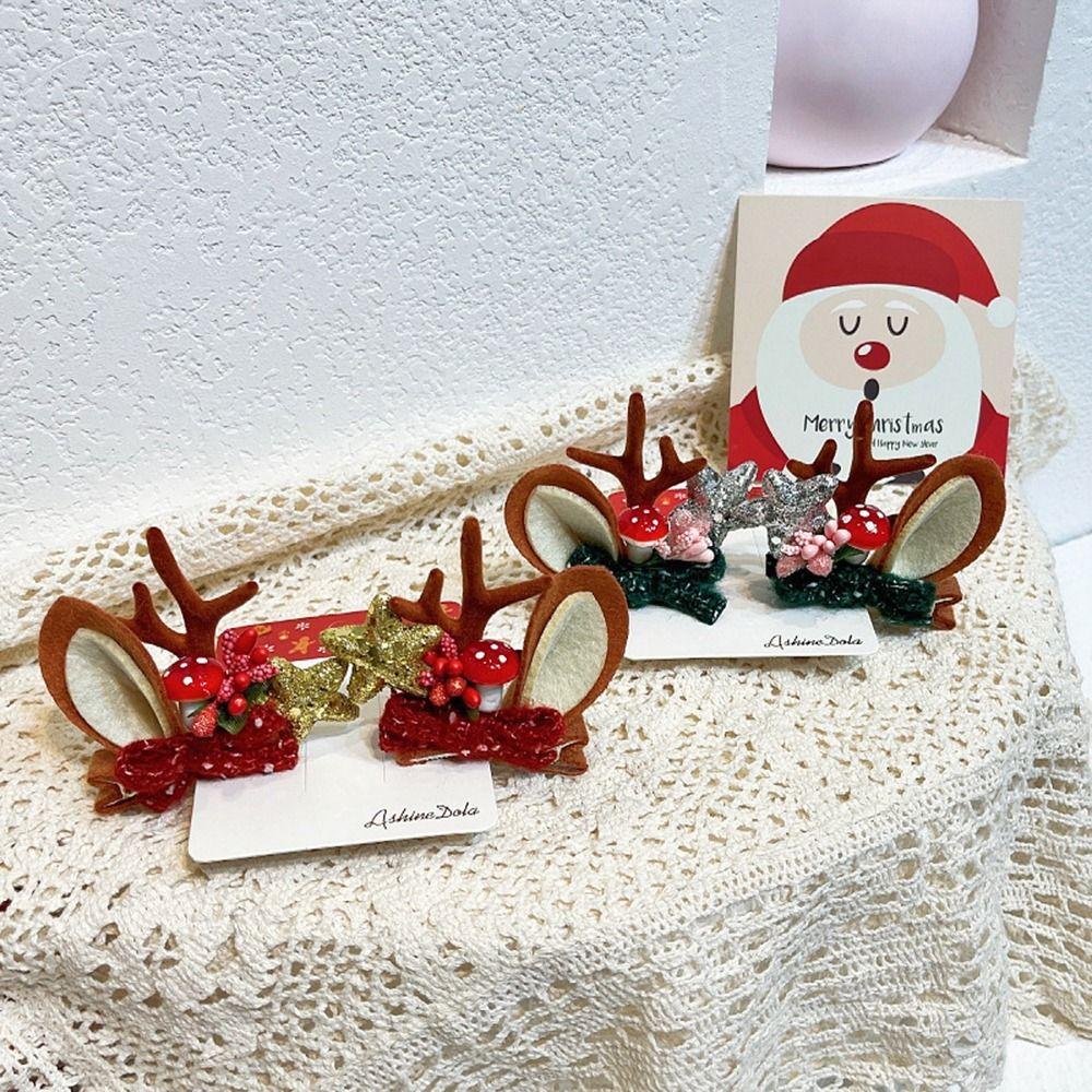 Čelenka s jeleními rohy, sponky do vlasů, vánoční pokrývka hlavy pro dívky, roztomilá dětská losí vlasová obruč, párty kostým, převlek, vlasové doplňky