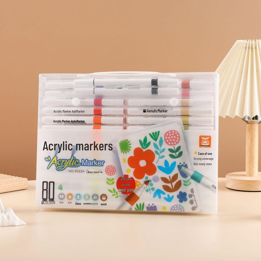 Dake Pincang Large Capacity Waterproof Acrylic Marker Pens - Round Tip, Non-toxic, Perfect for DIY Graffiti and Student Use.