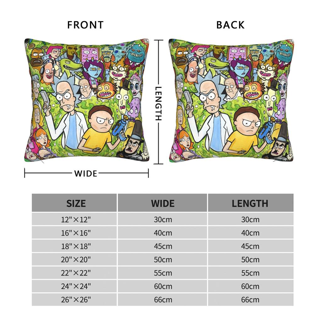 Ricked and Mortys Pillow Case  Comfy Pillow Cover For Office Car Home Decor Novelty Cushion Cover