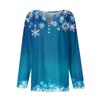Women's T Shirt Tee Christmas Printed Button Long Sleeve Tunic Daily Weekend Fashion Basic V- Neck Regular Top