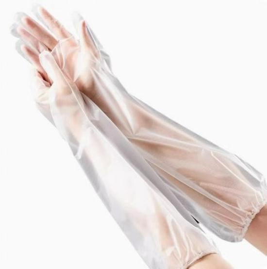 Disposable 60cm Long CPE Non-Slip Wear-Resistant Food Grade Kitchen Gloves