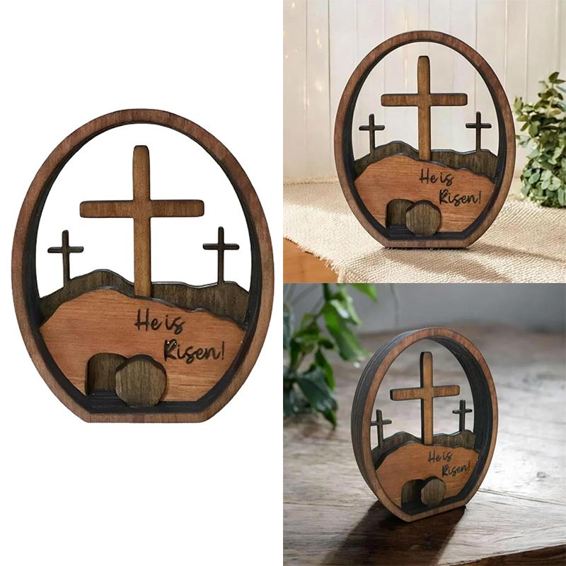 Christian Easter Decoration Ornaments Resurrected Tomb Wood Easter Resurrection Scene Table Decorations Easter Gifts
