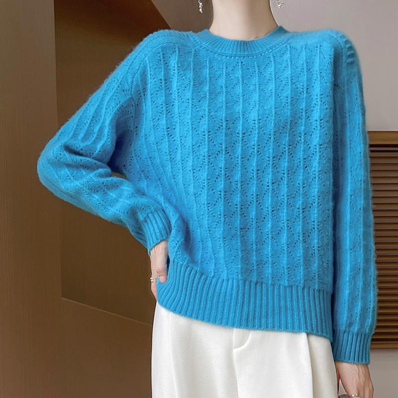 Dámský kašmírový svetr Qinghe kašmír 30% kašmír 70% vlna podzimní a zimní kašmírový svetr ručně tkaný měkký a hřejivý