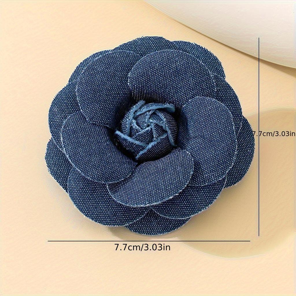 Blomma tredimensionell tyg blå denim blomma brosch flerskiktad blomma festpaj semester mångsidig Nyårspresent smycken