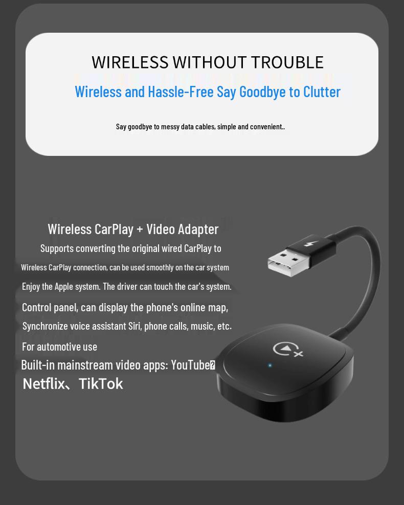 Wireless CarPlay & Android Auto Adapter Box