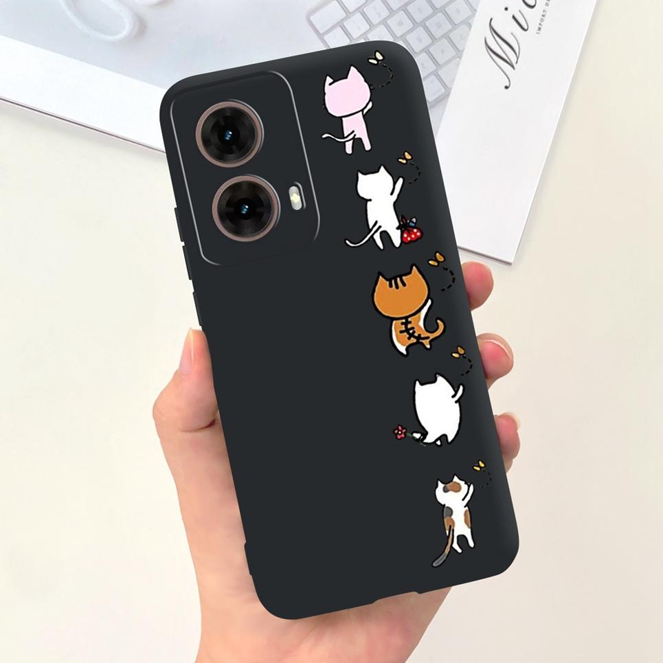 Animals Painting Phone Case For Motorola Moto G85 MotoG85 / Motorola G 85 Back Cover Panda Rabbit Cat Funda Bumper Soft Silicone