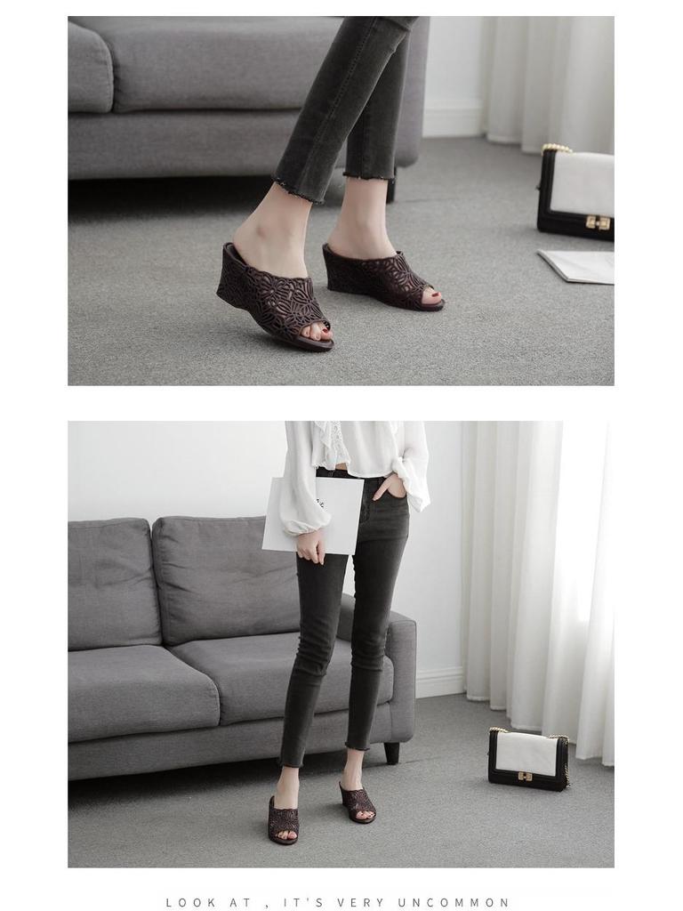Women's Summer Non-Slip Hollow Wedge Heel Jelly Sandals