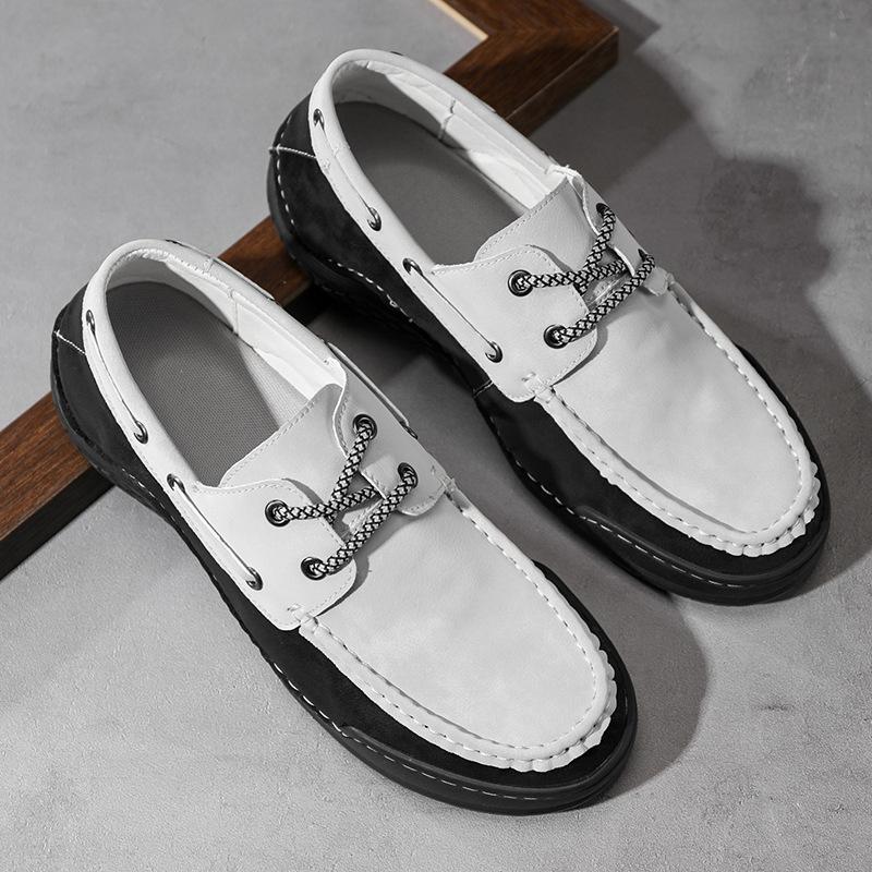 2025 Men's Shoes Spring Casual Retro Leather Shoes Men's Versatile Low-top Casual Shoes Men's Large-size Shoes Color Matching