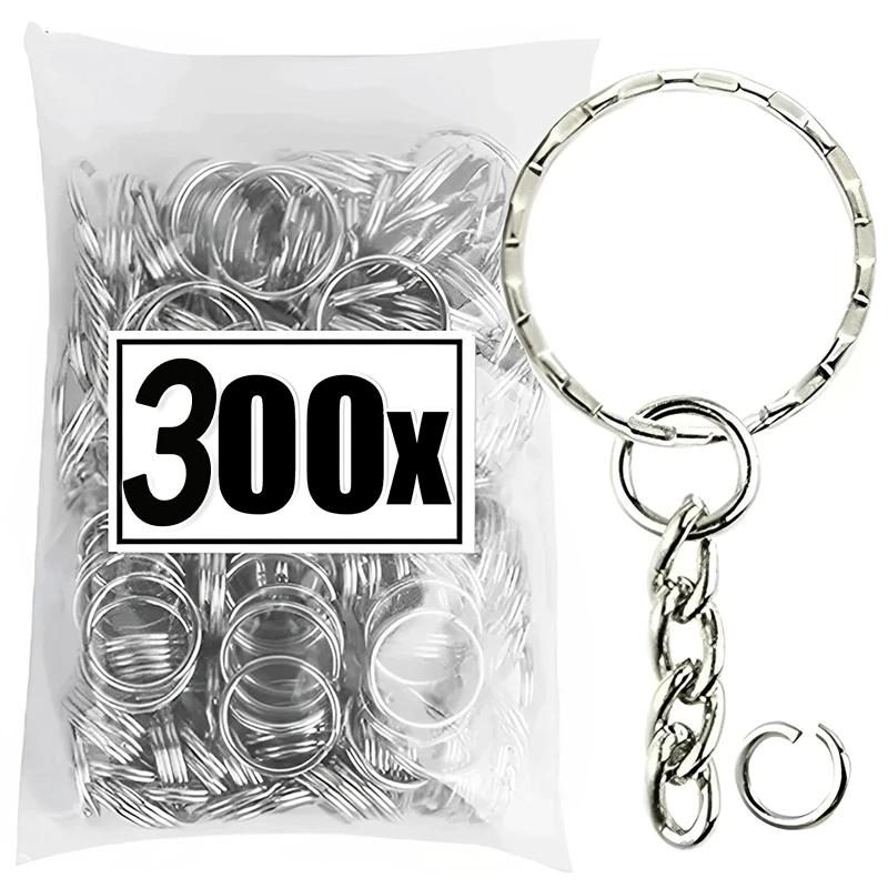 50/500pcs Metal Blank Keyring Keychain Split Rings Keyfob Key Rings Lobster Clasp Key Chain Key Pendant Stainless Steel Rings