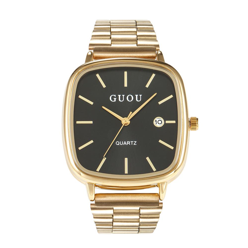 Steel Band Watch, Neutral Style, Fashionable Calendar, Small Square Watch, Commuting Simple High-end Watch for Men and Women