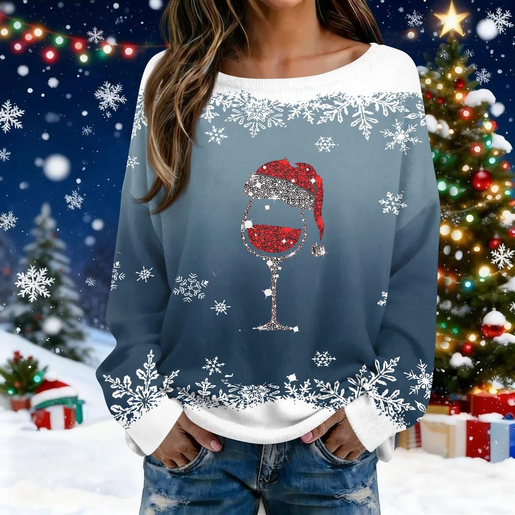 Christmas Sweatshirts For Women Knit Sweater Cute Shirt Fall Crewneck Pullover Tops