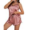 Summer Sexy Simulation Silk Women's Pajamas Plus Size V-neck Halter Tank Top Sleeveless Shorts Home Wear Ice Silk