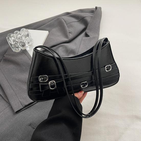 Women Hobo Handbag Faux Leather Bow Shoulder Bag Vintage Clutch Purse Underarm Bag for Street Work Party Date