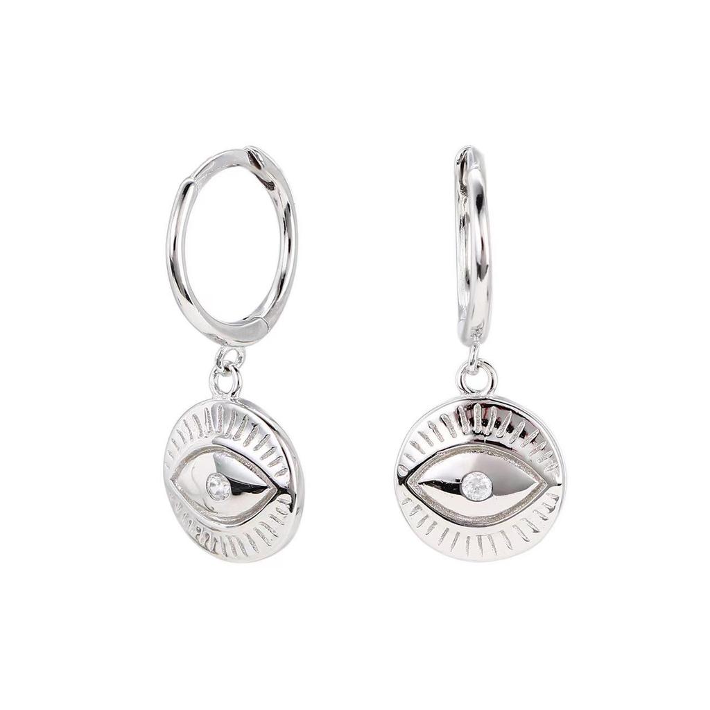 European & American Style S925 Sterling Silver Demon Eye Totem Hoop Earrings for Women