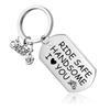 Men's Black Stainless Steel Military ID Card Keychain with Double-Sided Laser Engraving