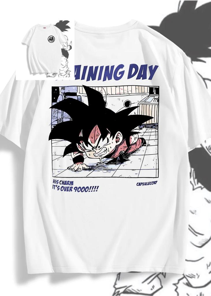 Dragon Ball Goku Training Day Tee Japanese Anime Graphic Tshirt Summer Pure Cotton Unisexs Tshirt Childrens Clothing Tee Unisex