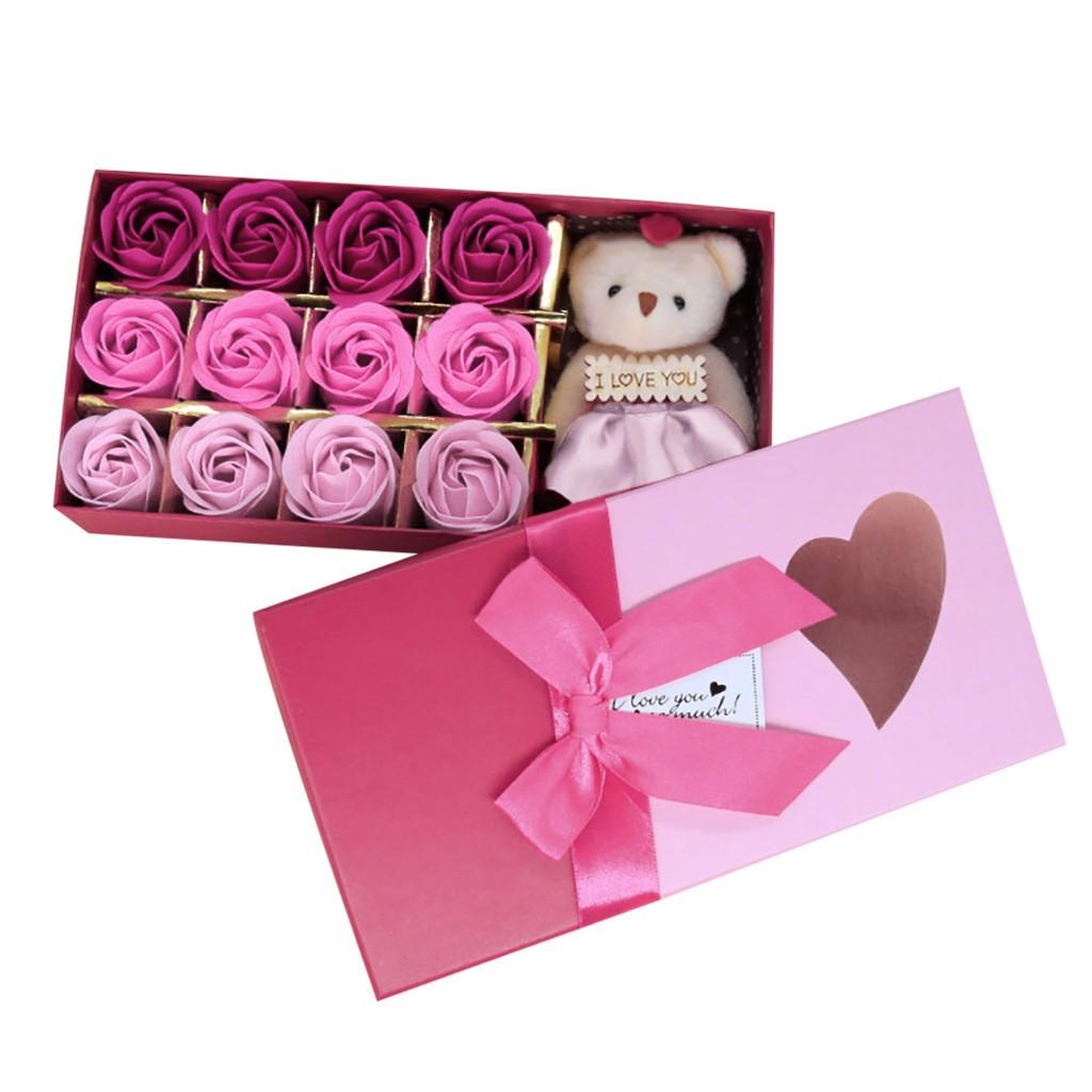 Valentine's Day 12Pcs Scented Soap Flower Gift Rose Box Bouquet Festival Gift