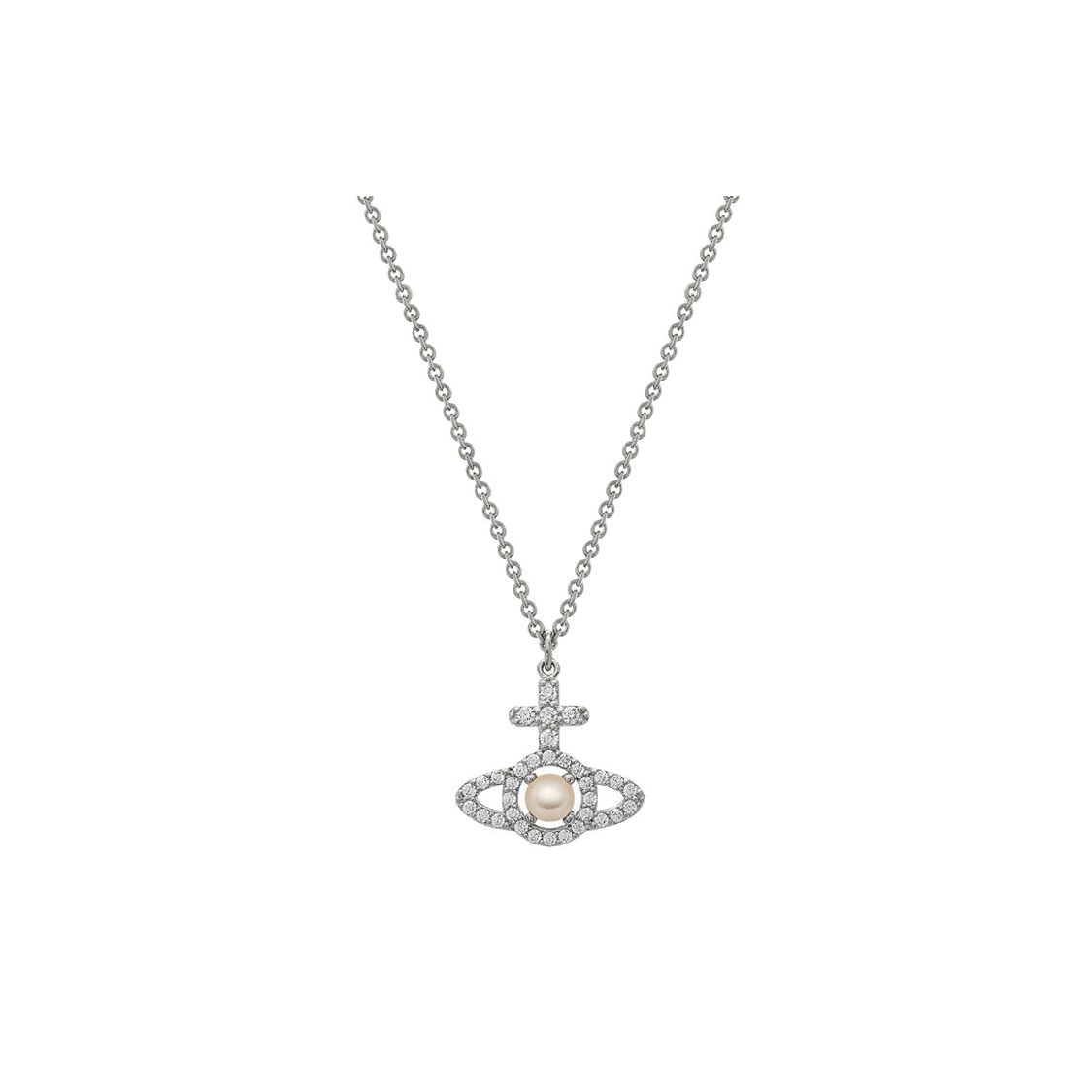

Vivienne Westwood Olympia Cross Saturn Pendant Necklace Women necklace Brass Silver 630203AR02P132P132 Box