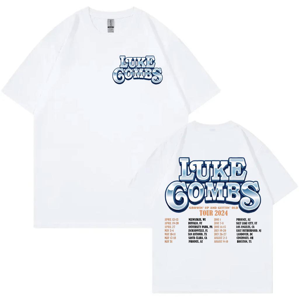 Singer Luke Combs Tour 2024 Tshirt Mens Womens Fashion Hip Hop Short Sleeve Tshirts High Quality Pure Cotton Loose T Shirts