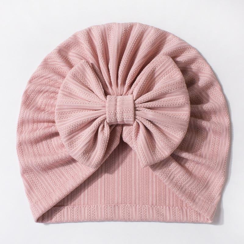 Baby Waffle Jacquard Boneless Hat Cute Bow Baby Fetal Hat Solid Color Children's Hat