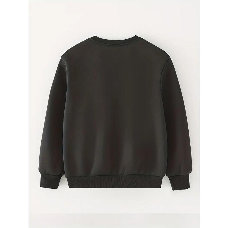 European Sizes Christmas Tree Print Casual Round Neck Sweatshirt For Boys And Girls, Layering Top