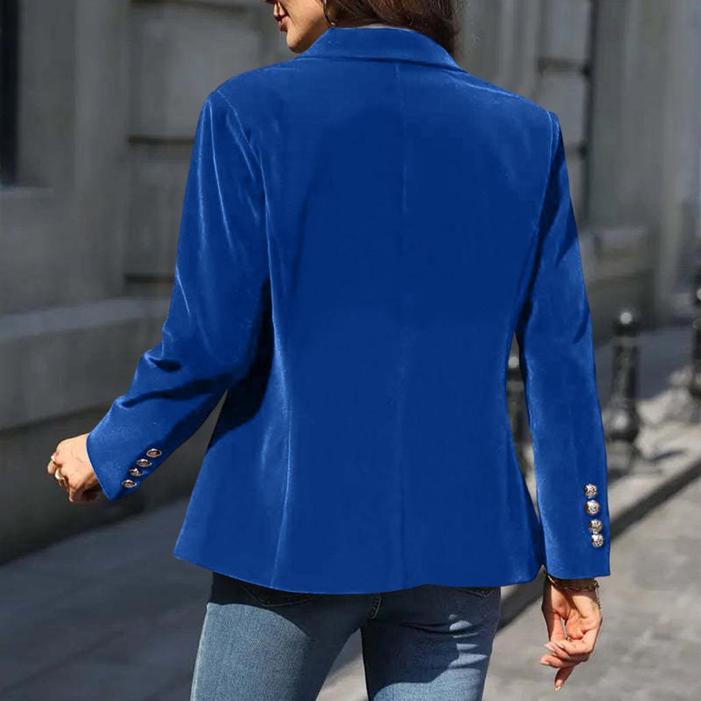 Women's Fashion Elegant Color Long Sleeve Gold Velvet Button Coat