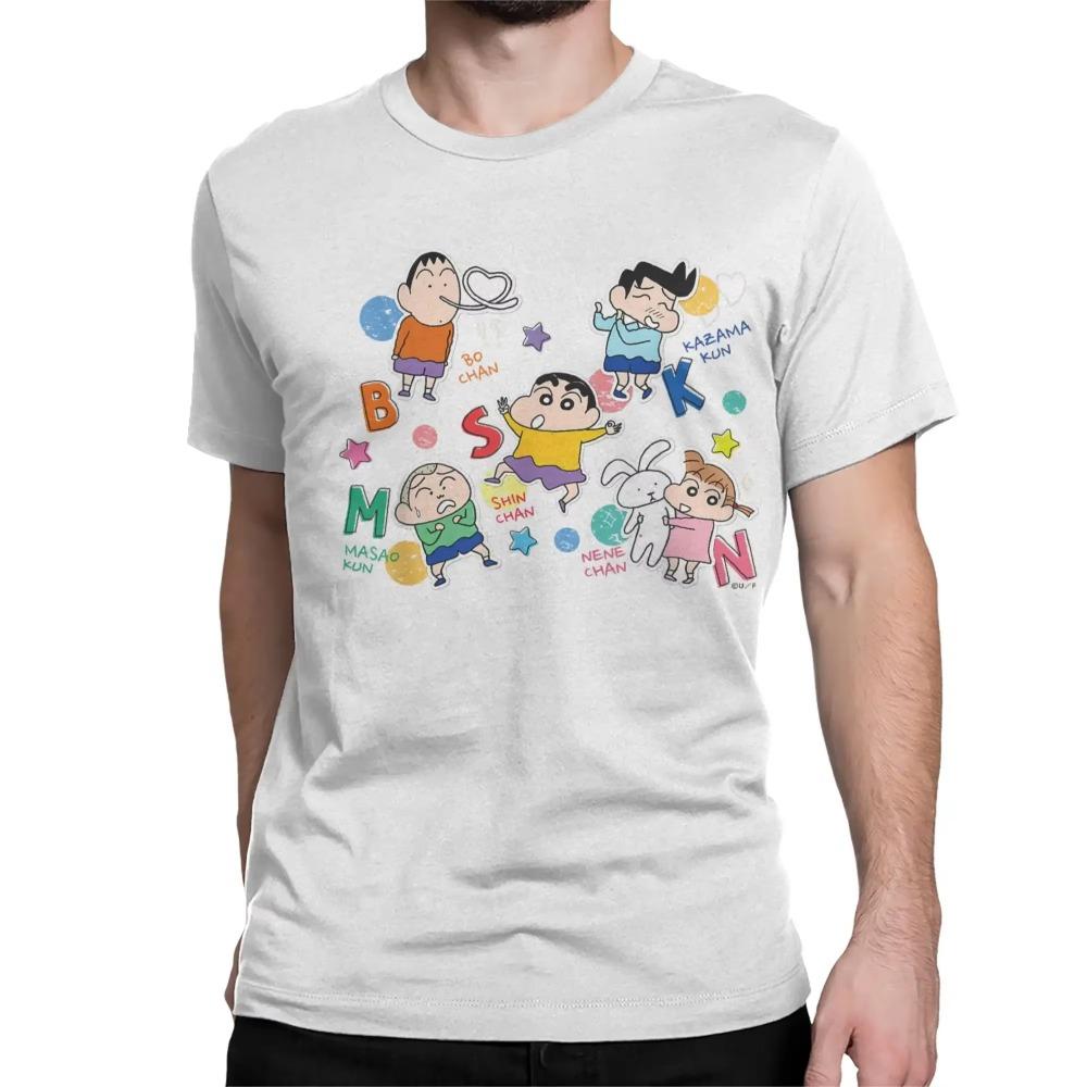 Miniso Crayon Shin-chan T-Shirt for Men Women Satou Masao Nini Tooru Bochan Novelty Pure Cotton Tees T Shirts Plus Size Clothes