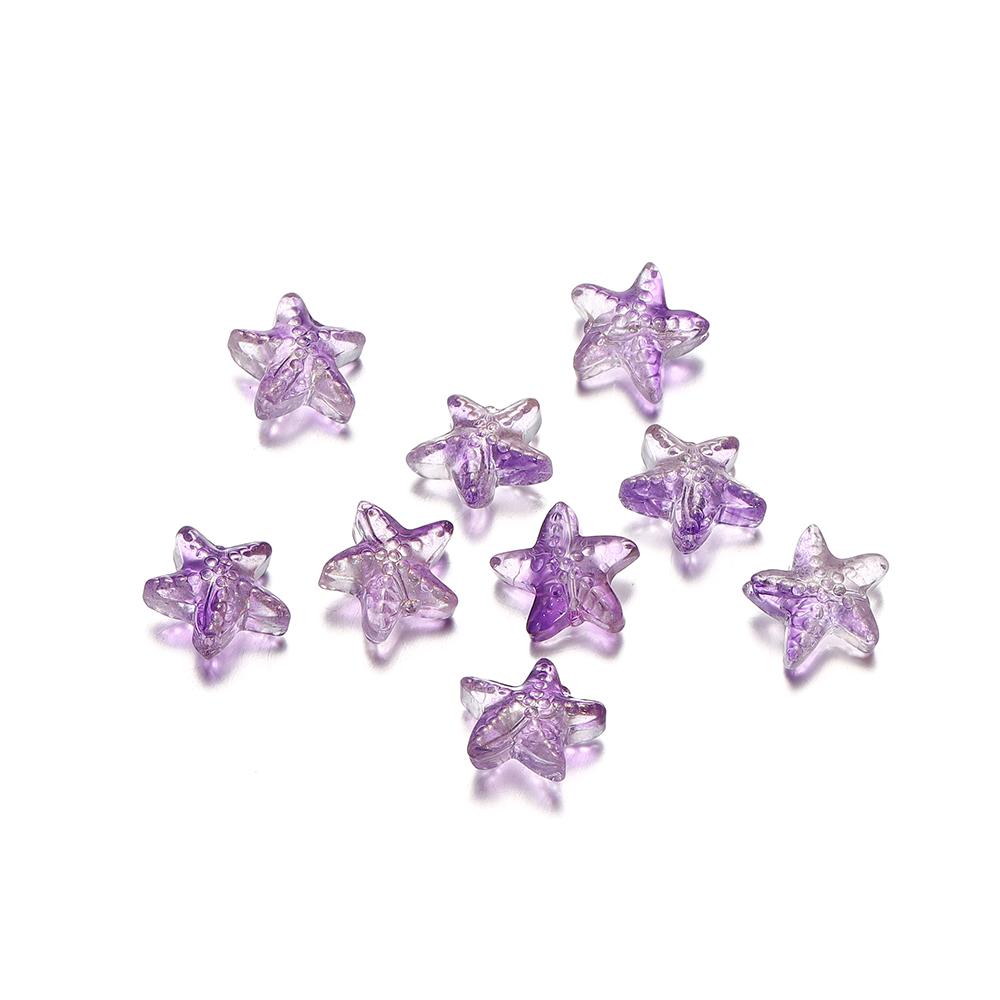 10/20Pcs/Lot 15*15.5mm Glass Starfish Shape Charm Small Loose Beads for DIY Jewelry Making Earrings Bracelet Wholesale